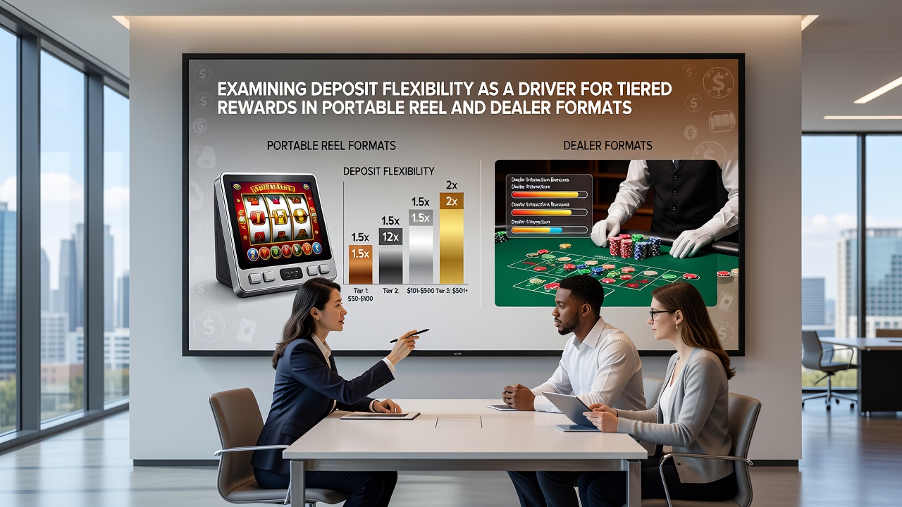 Smartphone screen displaying tiered rewards dashboard connected to multiple deposit methods for reel and live dealer sessions