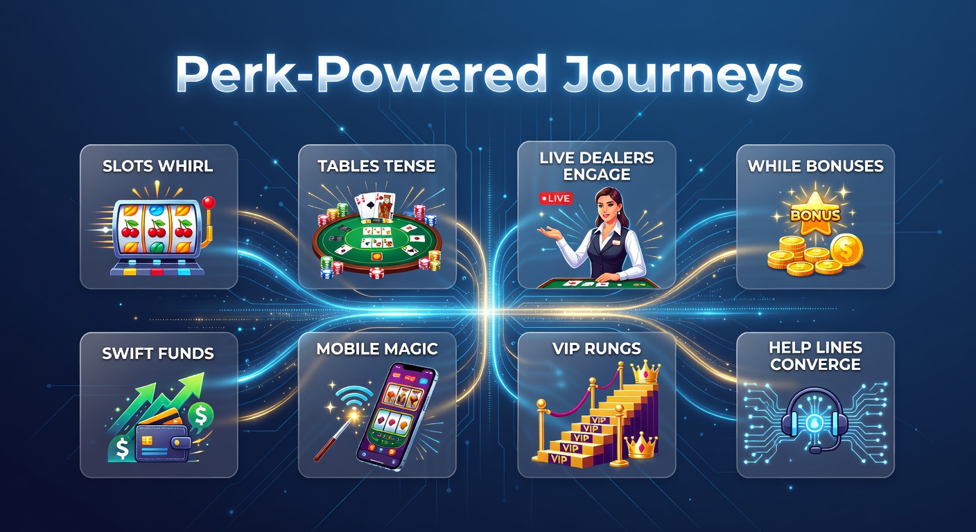 Vibrant online casino interface showing spinning slots, live dealer tables, and perk notifications blending seamlessly on a mobile screen