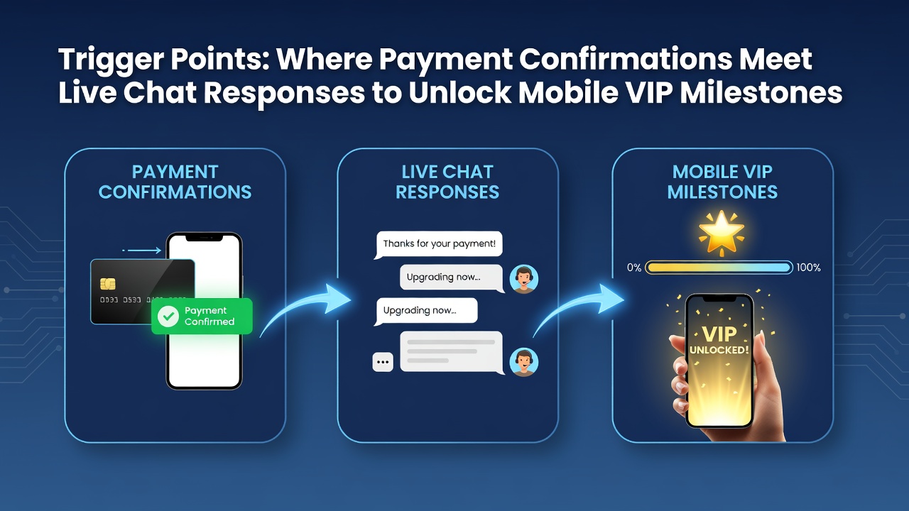 Live chat agent assisting mobile user with VIP milestone confirmation after payment processing