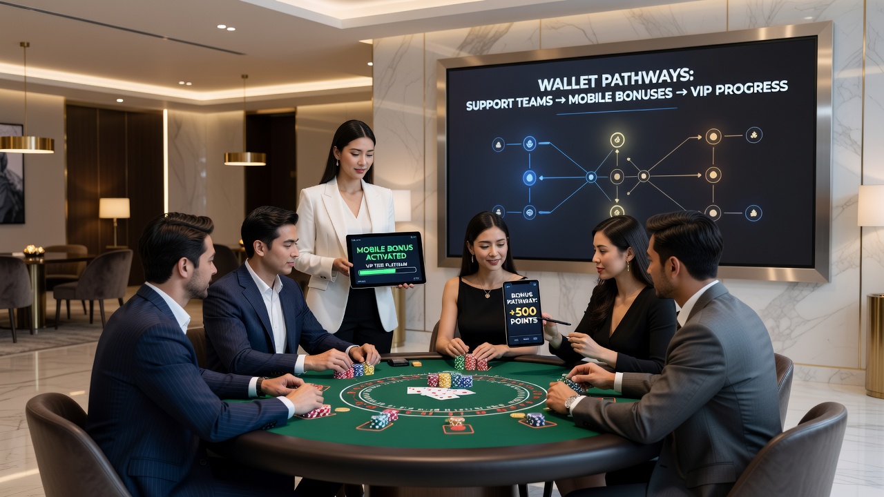 Mobile interface showing wallet integration and VIP progress during live dealer table games
